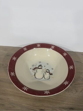 Royal Seasons Festive Red Snowman Serving Bowl